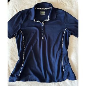 Izod Women's Short Sleeve Polo Shirt Blue Size M Casual Golf Top